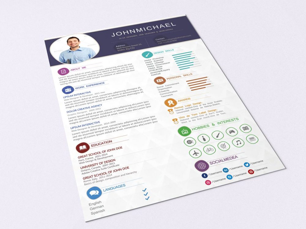 Modern Free Resume Template With Cover