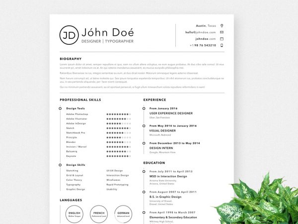 A4 Resume Template