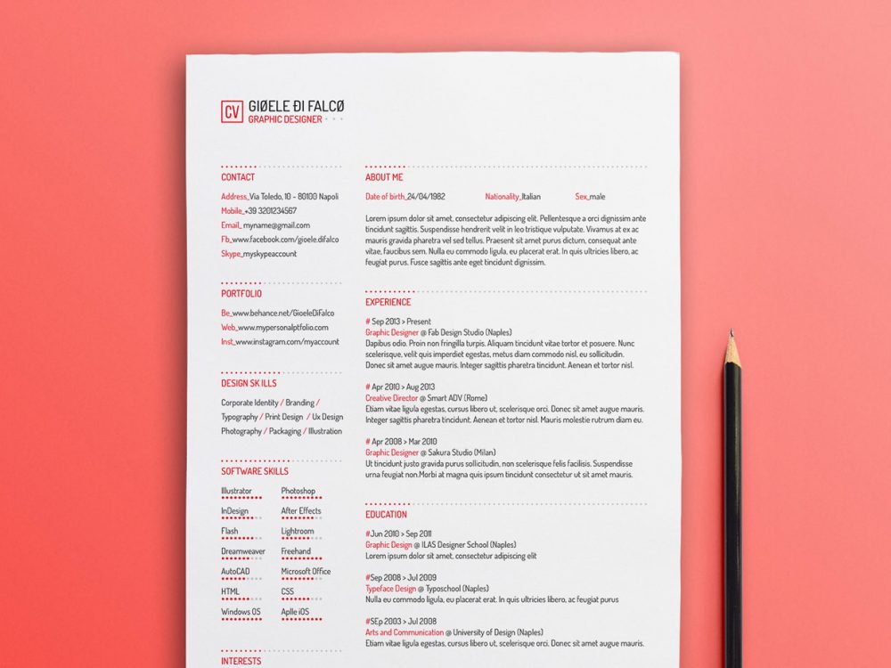 Resume Template for Graphic Designer