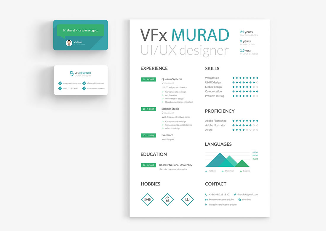 Free Resume Template with Business Card 2024 ResumeKraft