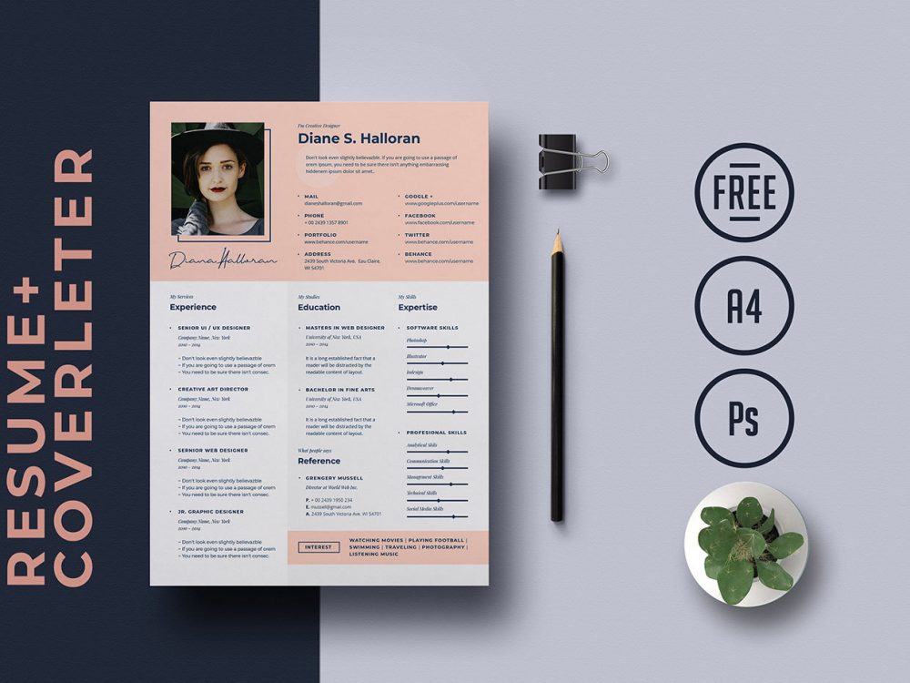 Free Resume Template With Cover Letter Psd Format Resumekraft