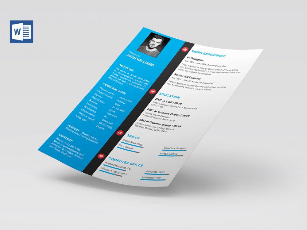 2 page cv template word free download