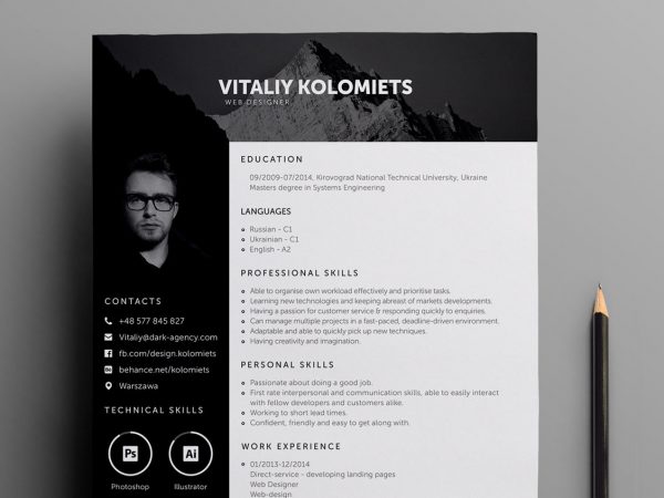 Professional Resume Template for Webdesigners