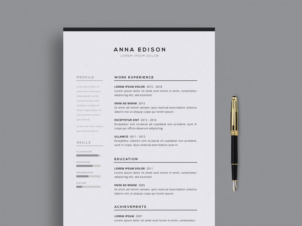 Black And White Cv Template Free