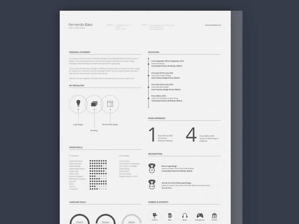 free simple resume templates indesign