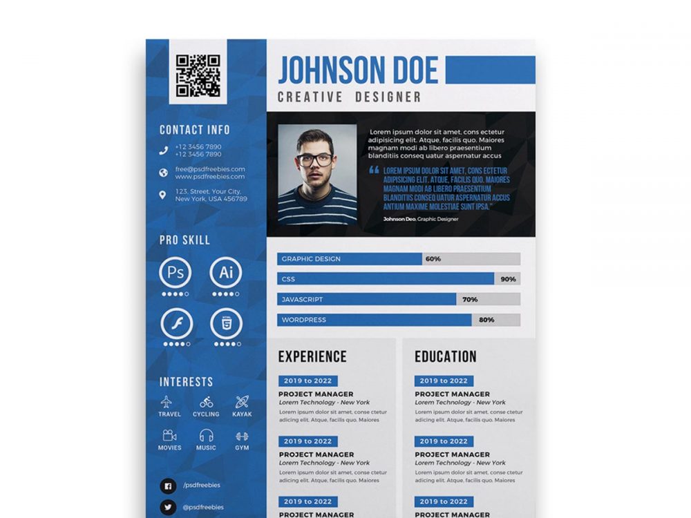 Verwonderend Free CV Design Template [PSD Resume] - ResumeKraft JY-81