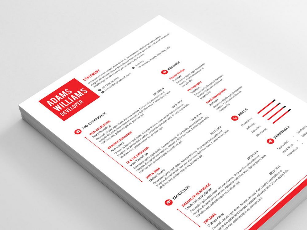 Free Resume Template in PSD Format