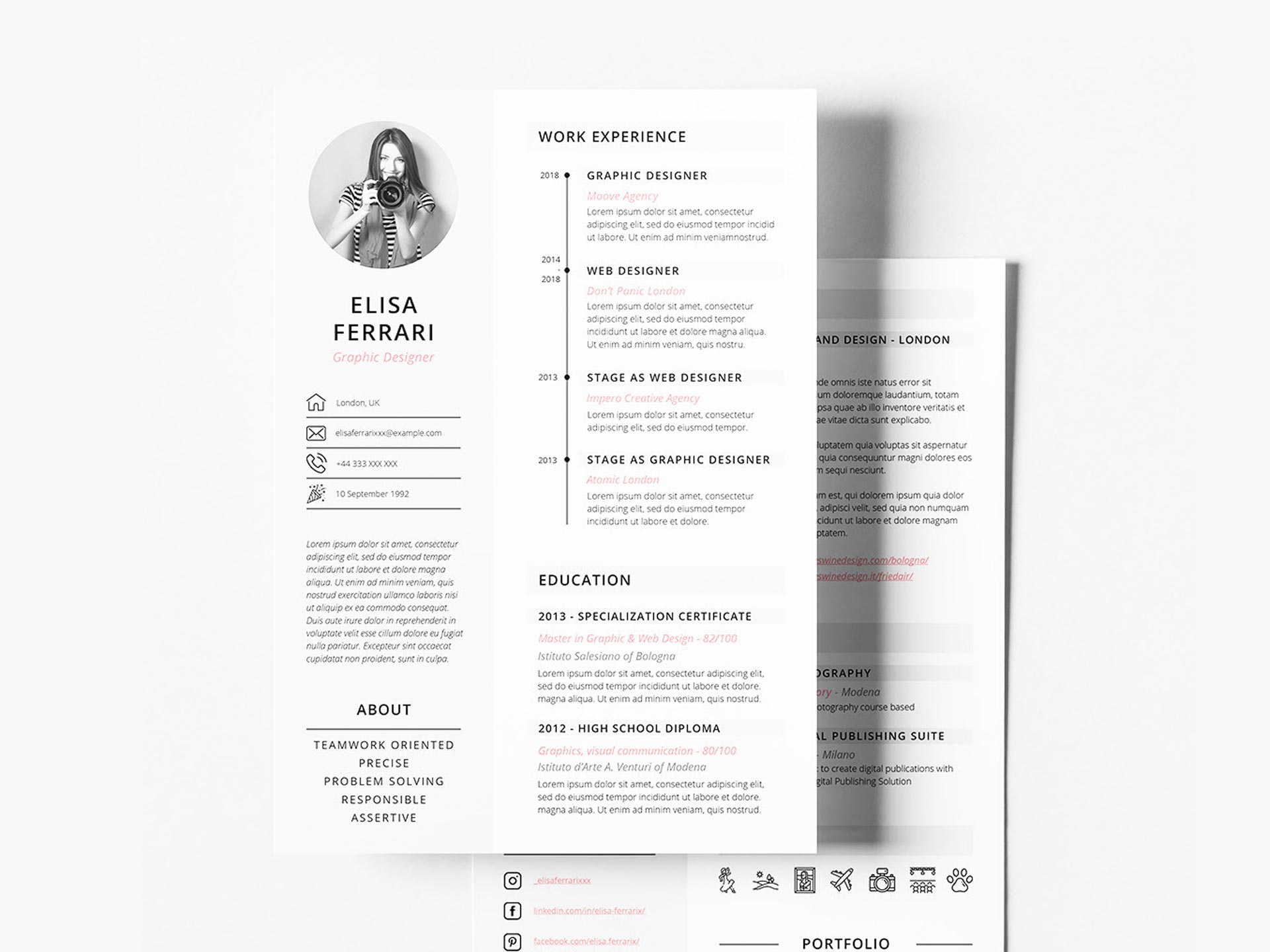 Free Resume Template  Unique resume template, Resume template free,  Creative resume template free