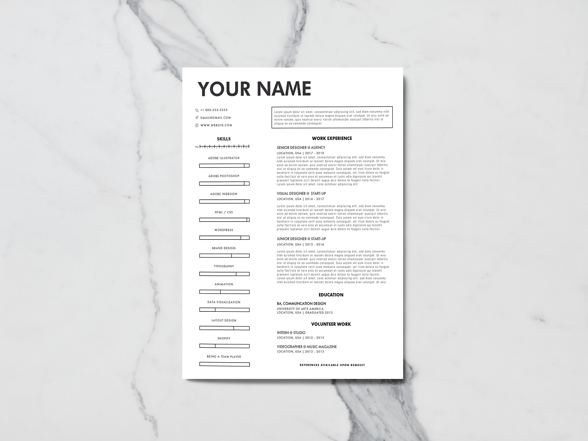 illustrator resume template download