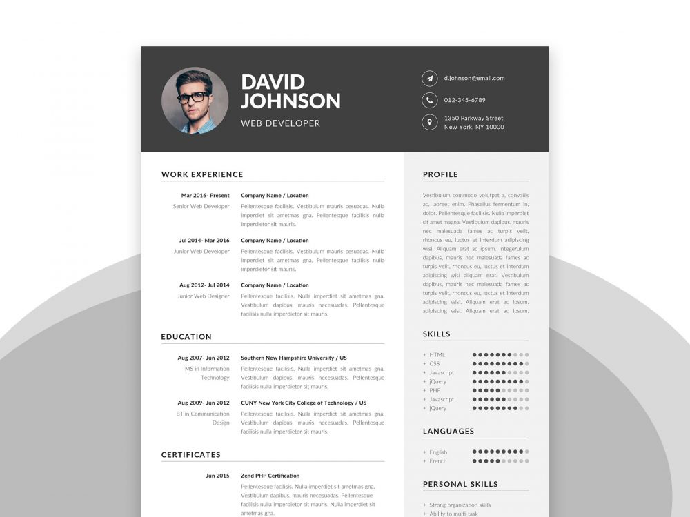 single page resume template word free download