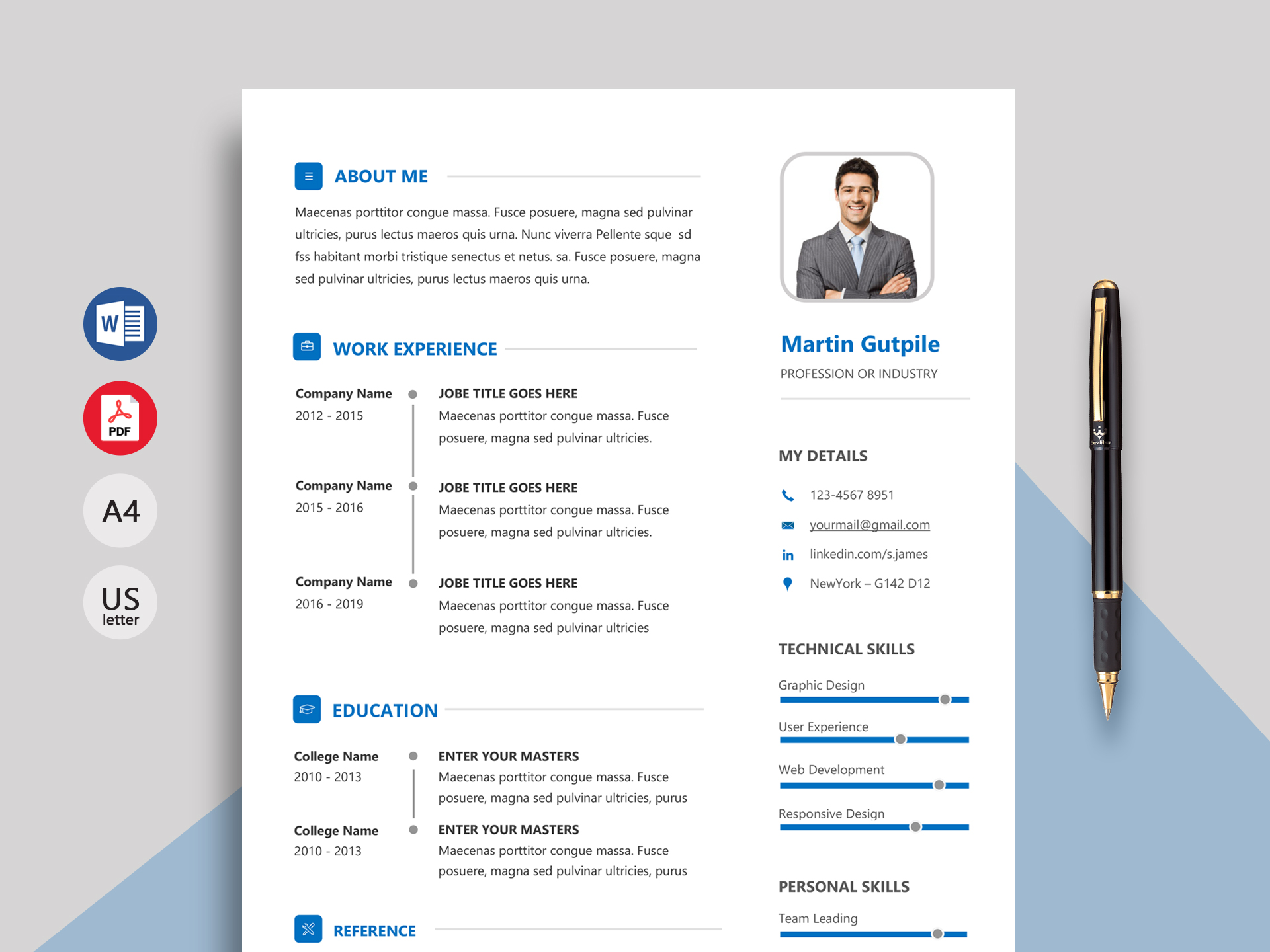Express Professional Resume Template Docx In 2024 ResumeKraft
