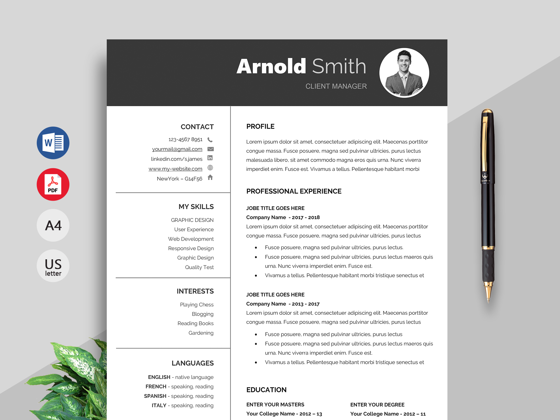 Free Word Resume Template Resumekraft Riset