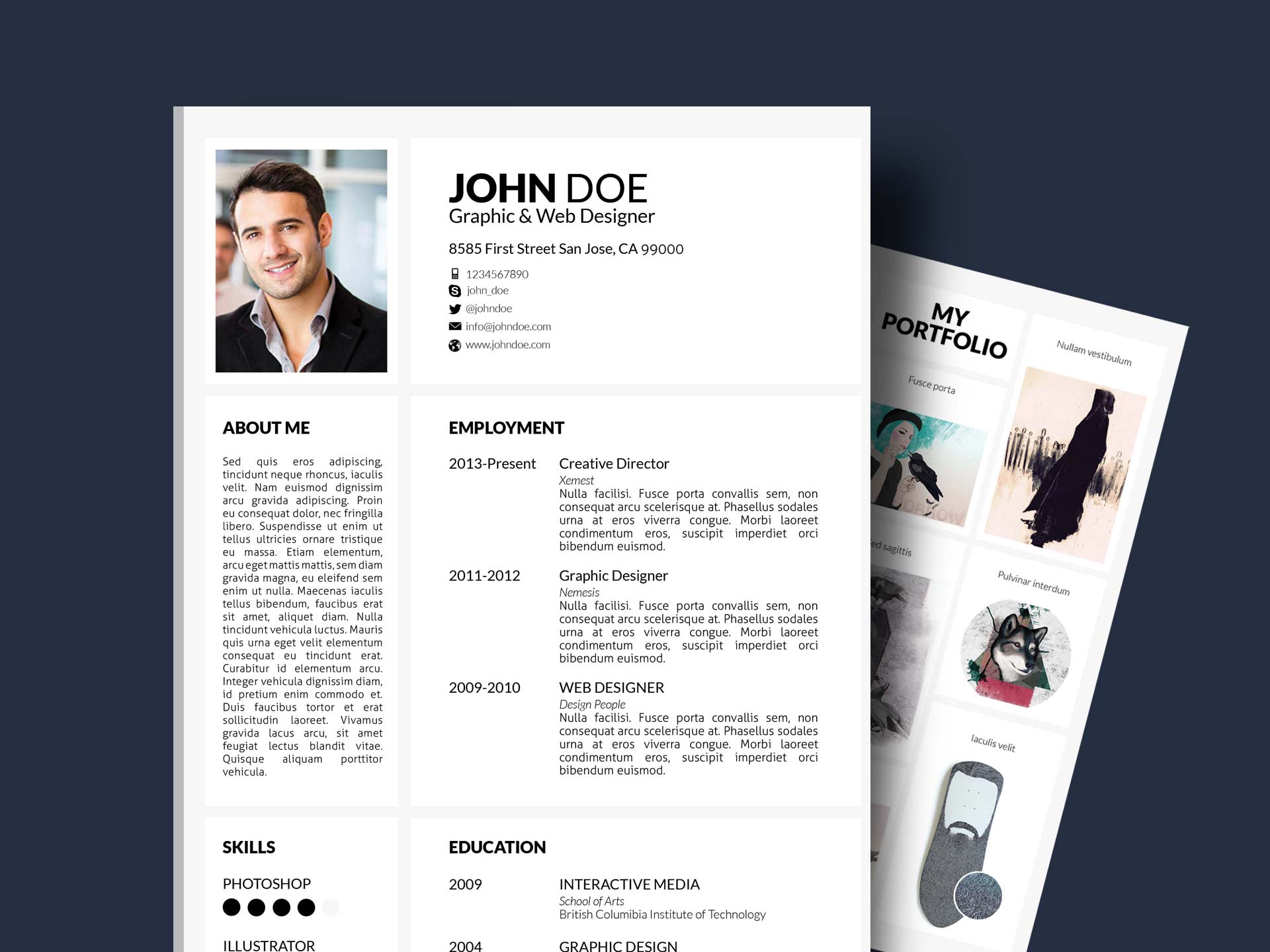Free Resume Template With Portfolio And Cover Letter Resumekraft