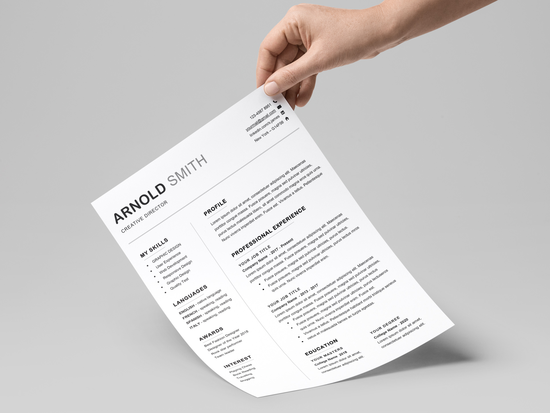 Fashion Resume Template Free from resumekraft.com