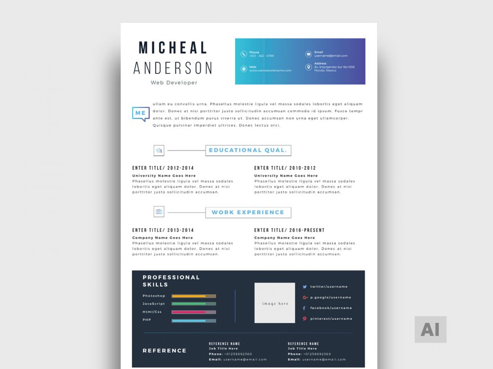 professional resume free template download illustrator speed art