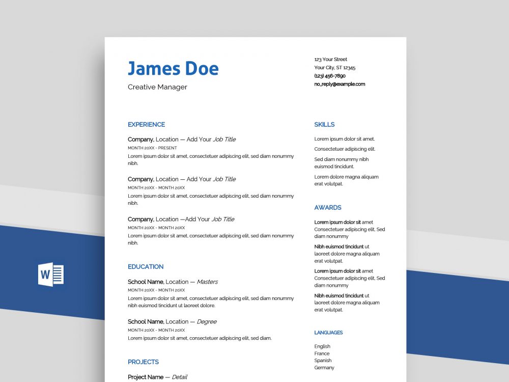 Echo - Free Professional Word Resume Template (docx ...