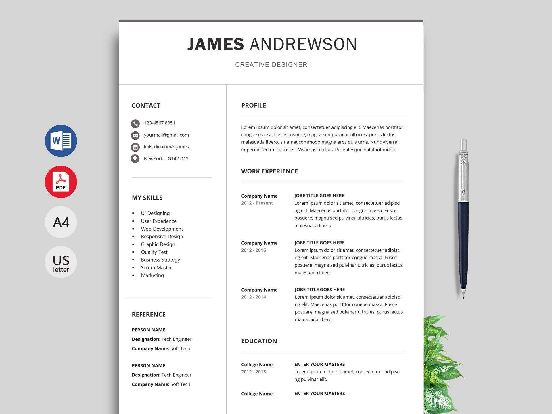 resume templates for free