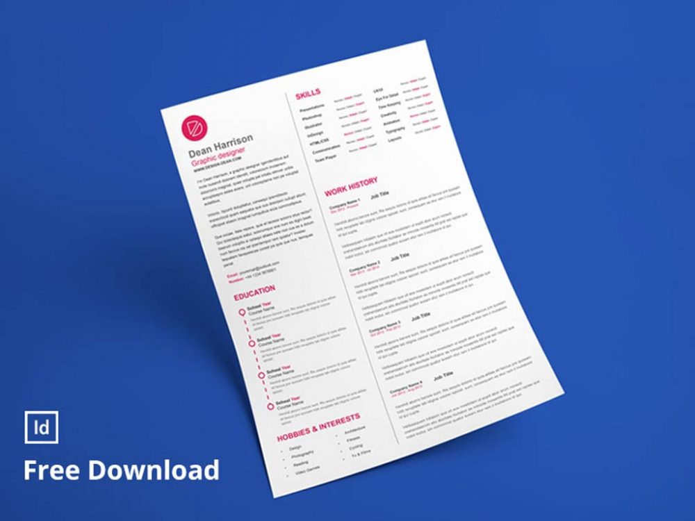 resume indesign template download